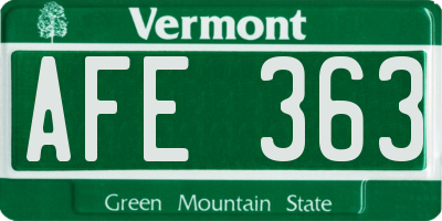 VT license plate AFE363