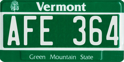 VT license plate AFE364