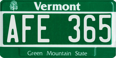 VT license plate AFE365