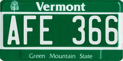 VT license plate AFE366