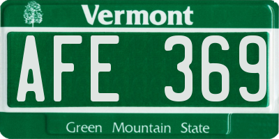 VT license plate AFE369