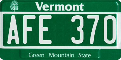 VT license plate AFE370