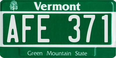 VT license plate AFE371