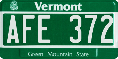 VT license plate AFE372