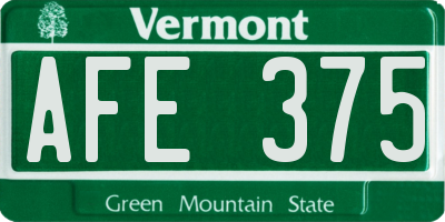 VT license plate AFE375