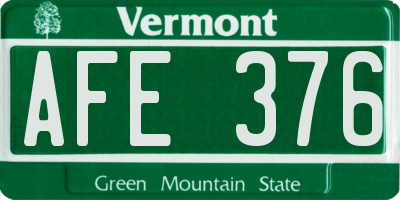 VT license plate AFE376