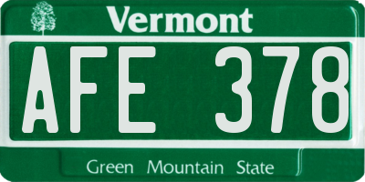 VT license plate AFE378