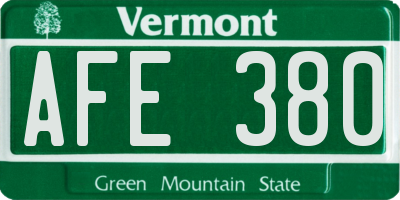 VT license plate AFE380
