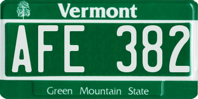 VT license plate AFE382