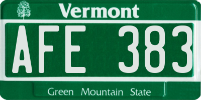 VT license plate AFE383
