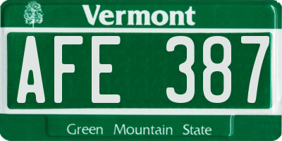 VT license plate AFE387