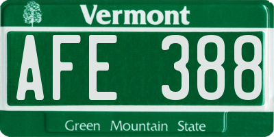 VT license plate AFE388