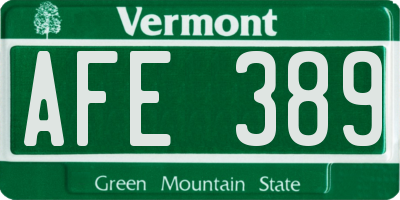 VT license plate AFE389