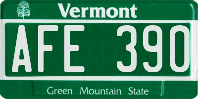 VT license plate AFE390