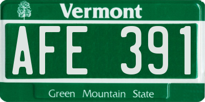 VT license plate AFE391