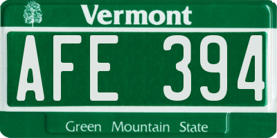 VT license plate AFE394