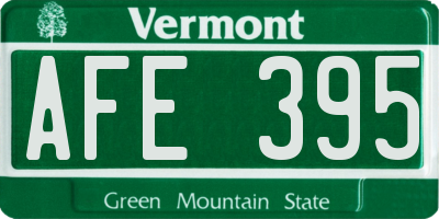 VT license plate AFE395