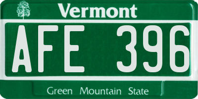 VT license plate AFE396
