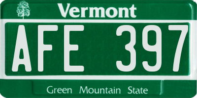 VT license plate AFE397