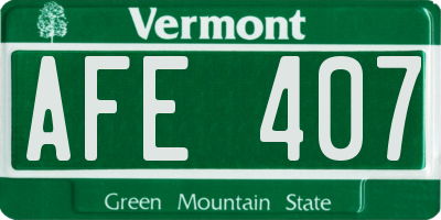 VT license plate AFE407
