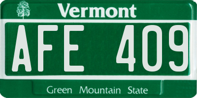 VT license plate AFE409