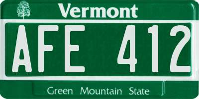 VT license plate AFE412