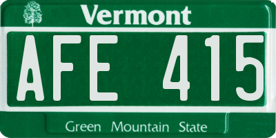 VT license plate AFE415