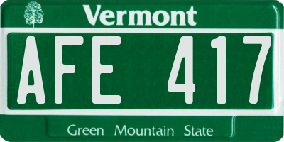 VT license plate AFE417