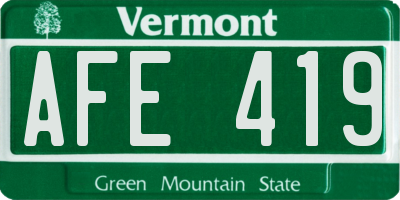 VT license plate AFE419