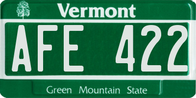 VT license plate AFE422