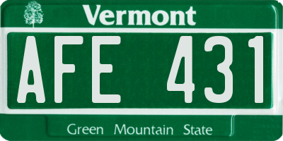 VT license plate AFE431