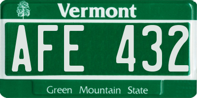 VT license plate AFE432