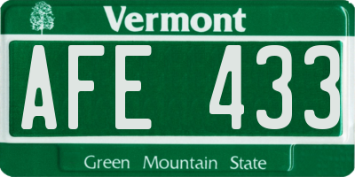 VT license plate AFE433