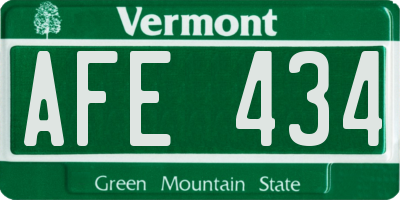 VT license plate AFE434