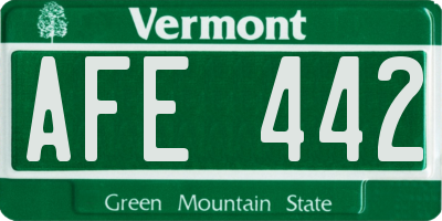 VT license plate AFE442