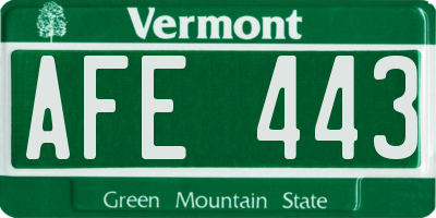 VT license plate AFE443