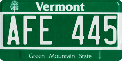 VT license plate AFE445