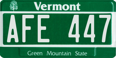 VT license plate AFE447