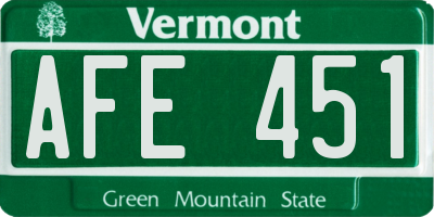VT license plate AFE451