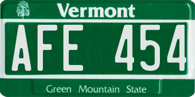 VT license plate AFE454