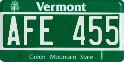 VT license plate AFE455