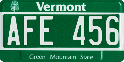 VT license plate AFE456