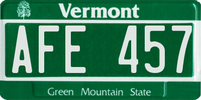 VT license plate AFE457