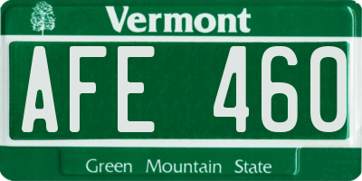 VT license plate AFE460