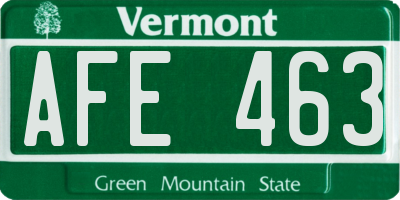 VT license plate AFE463