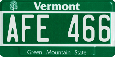 VT license plate AFE466