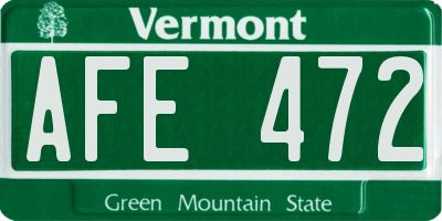 VT license plate AFE472