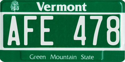 VT license plate AFE478