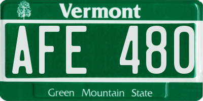 VT license plate AFE480