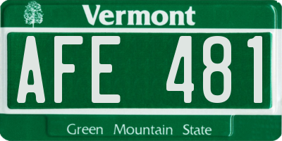 VT license plate AFE481